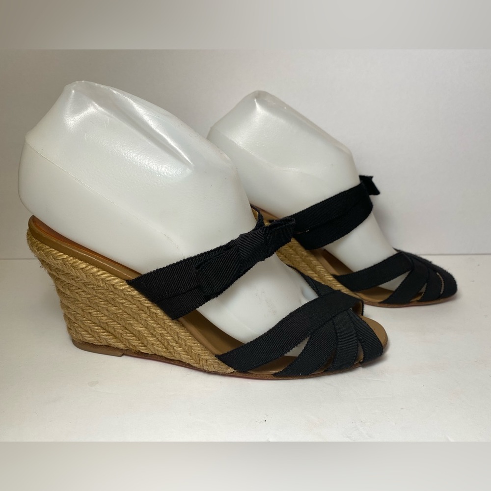 Christian Louboutin delfin wedge espadrille sandals black 37 7 - Picture 3 of 10